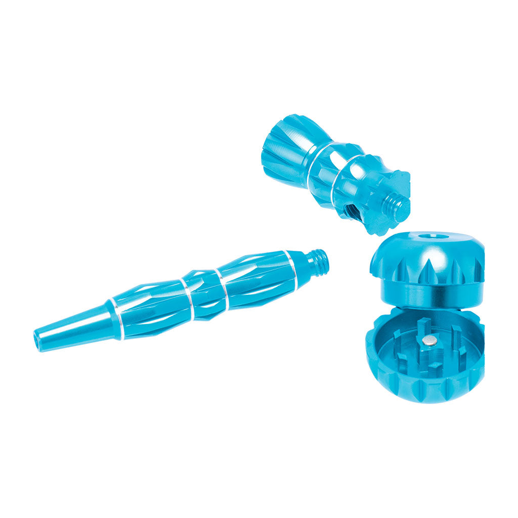 ALUMINUM RIBBED SMOKING PIPE WITH GRINDER
