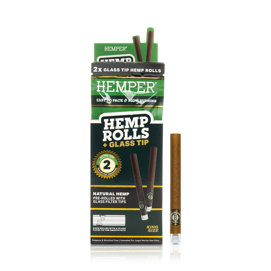 Pre-Rolled King Size Glass Tipped Hemp Rolls | 2PK
