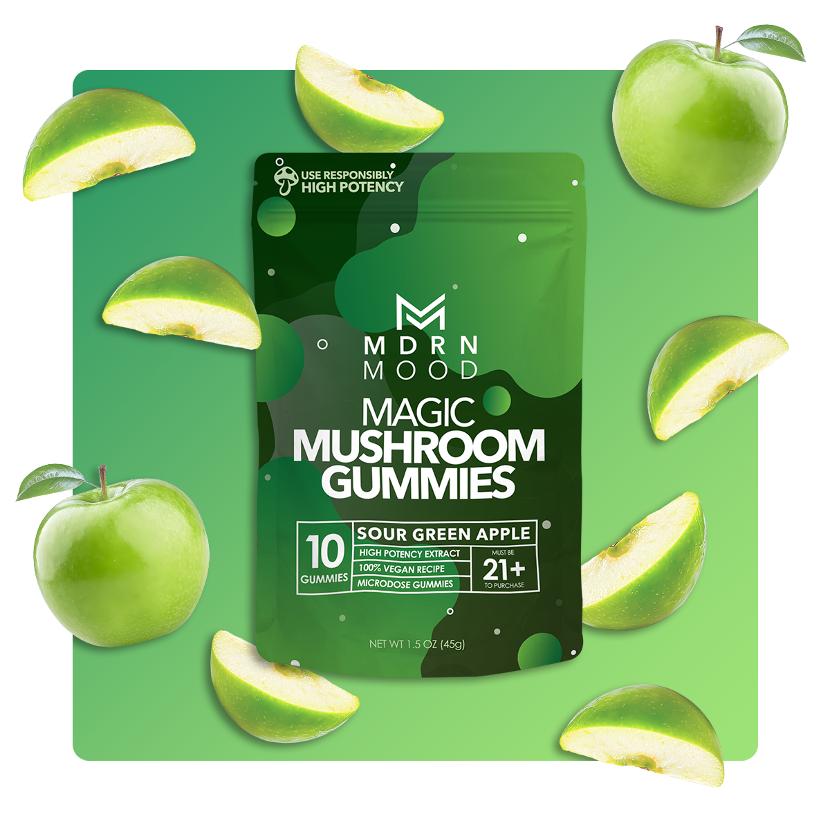 MDRN MOOD Magic Mushroom Gummies - Sour Green Apple