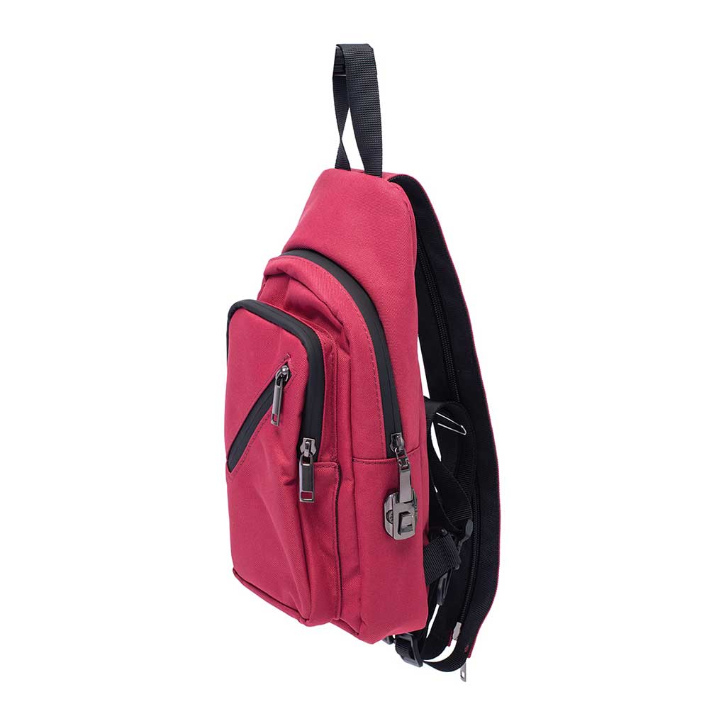 12IN X 6IN X 2IN SMELLPROOF SLING BAG - WINE RED