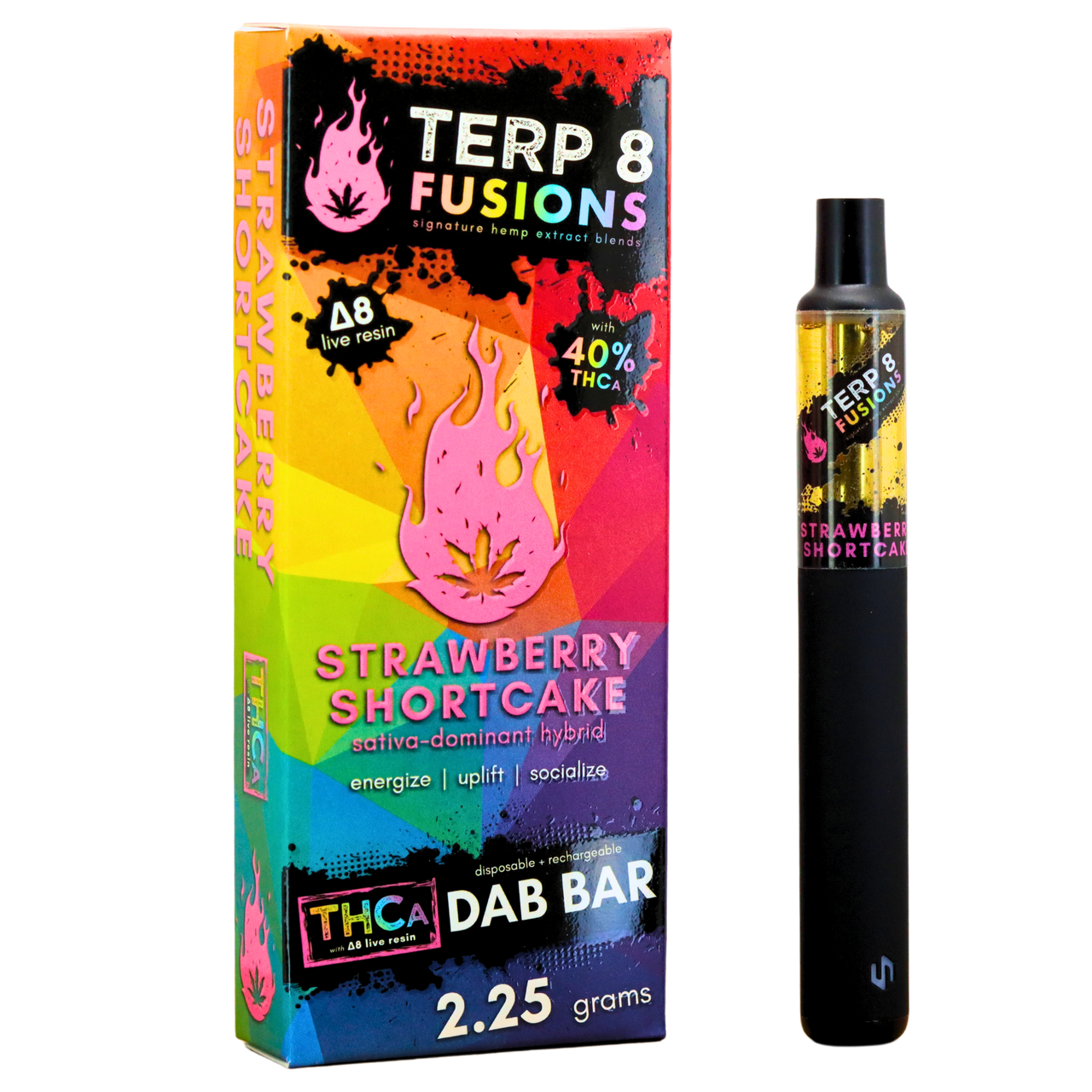 2.25-Gram Strawberry Shortcake THCA + D8 Live Resin Disposable Dab Bar