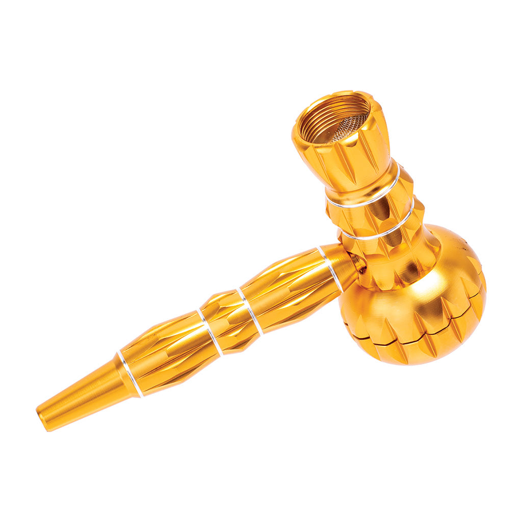 ALUMINUM RIBBED SMOKING PIPE WITH GRINDER