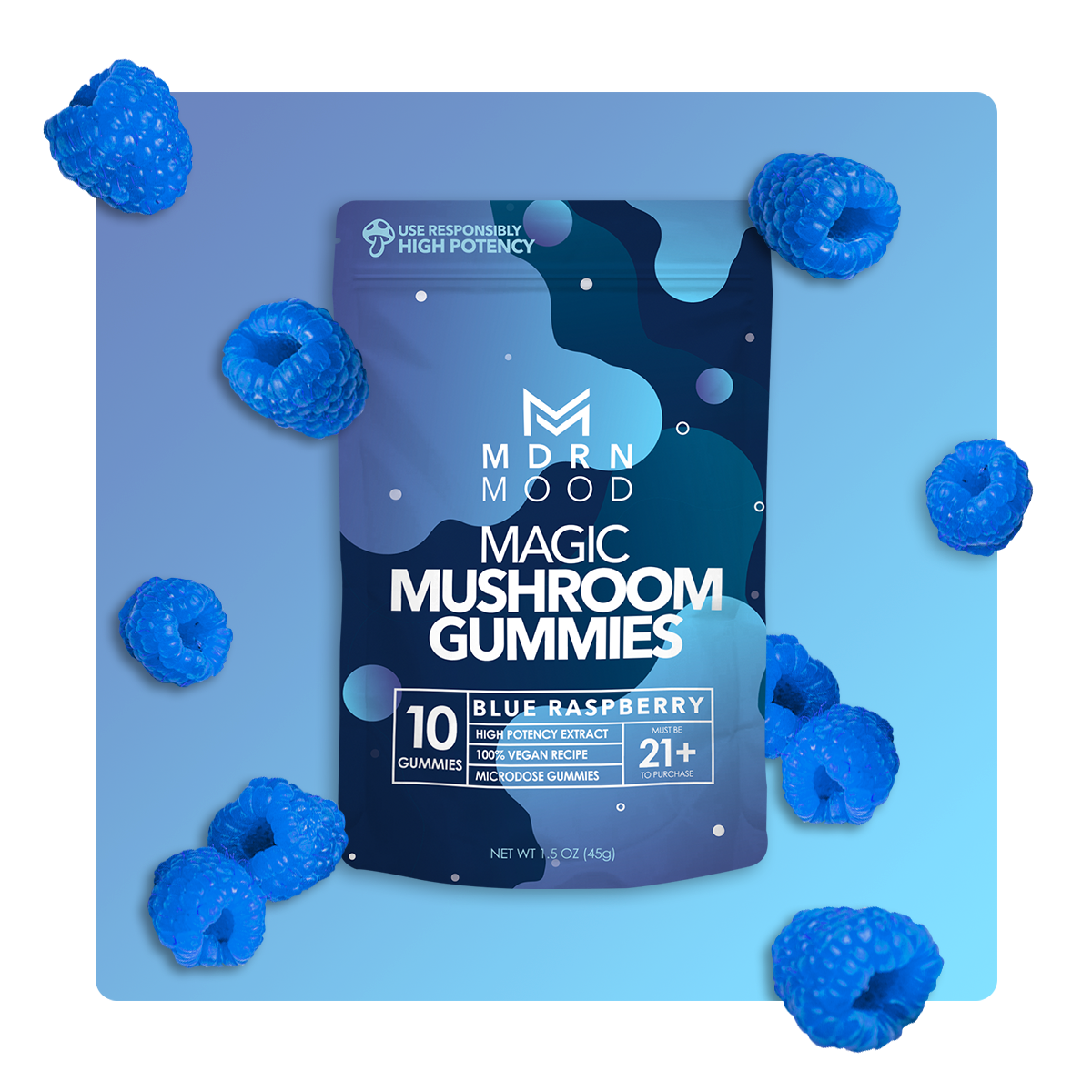 MDRN MOOD Magic Mushroom Gummies - Blue Raspberry