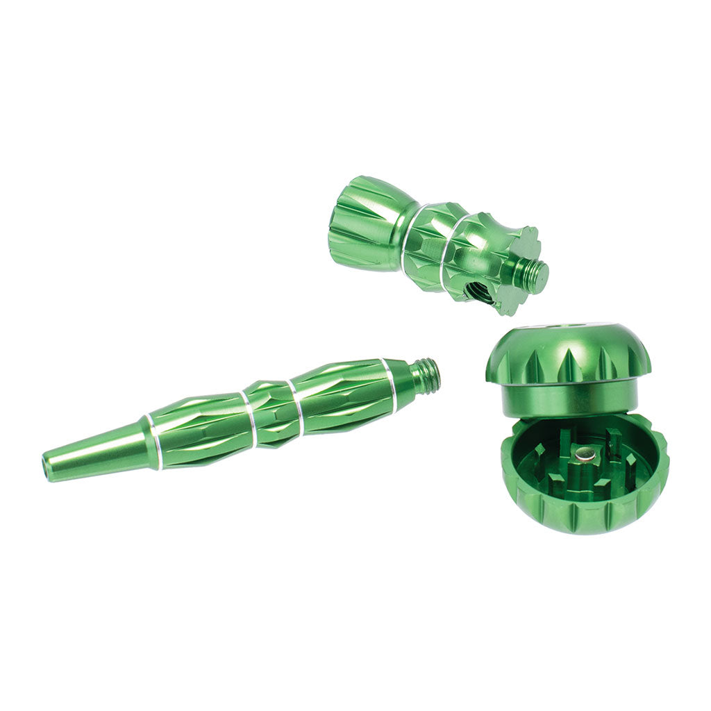 ALUMINUM RIBBED SMOKING PIPE WITH GRINDER