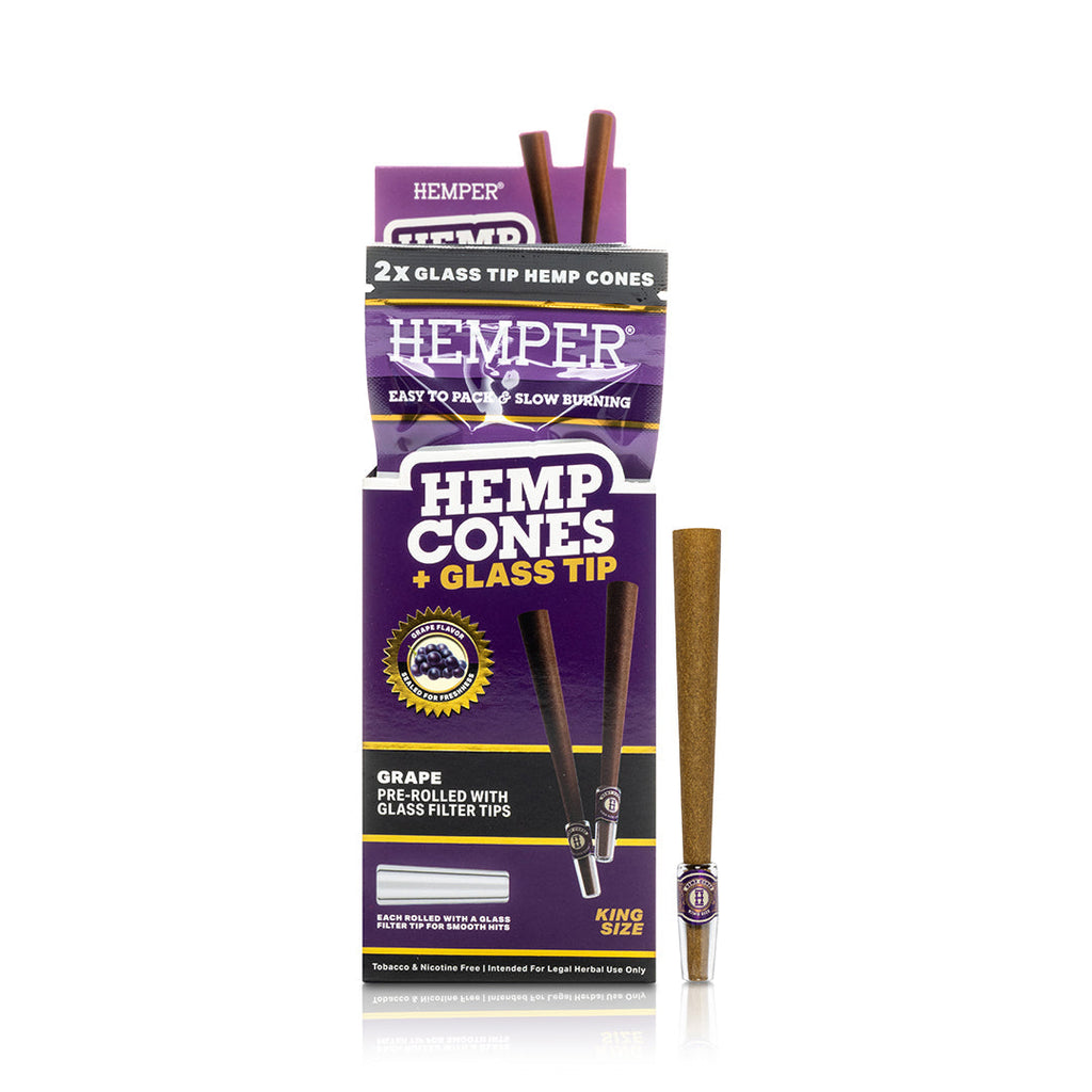Pre-Rolled King Size Glass Tipped Hemp Cones | 2PK