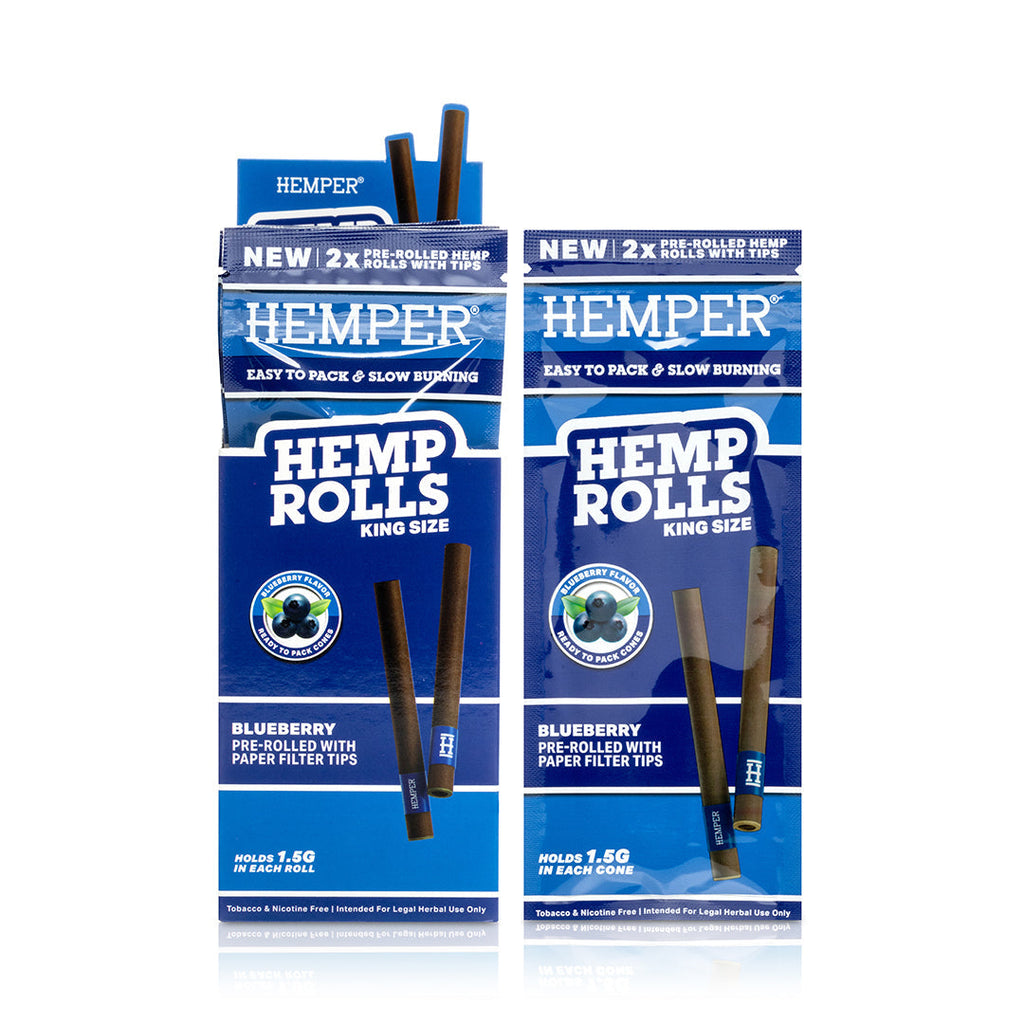 Pre-Rolled King Size Paper Tip Hemp Rolls | 2PK Display