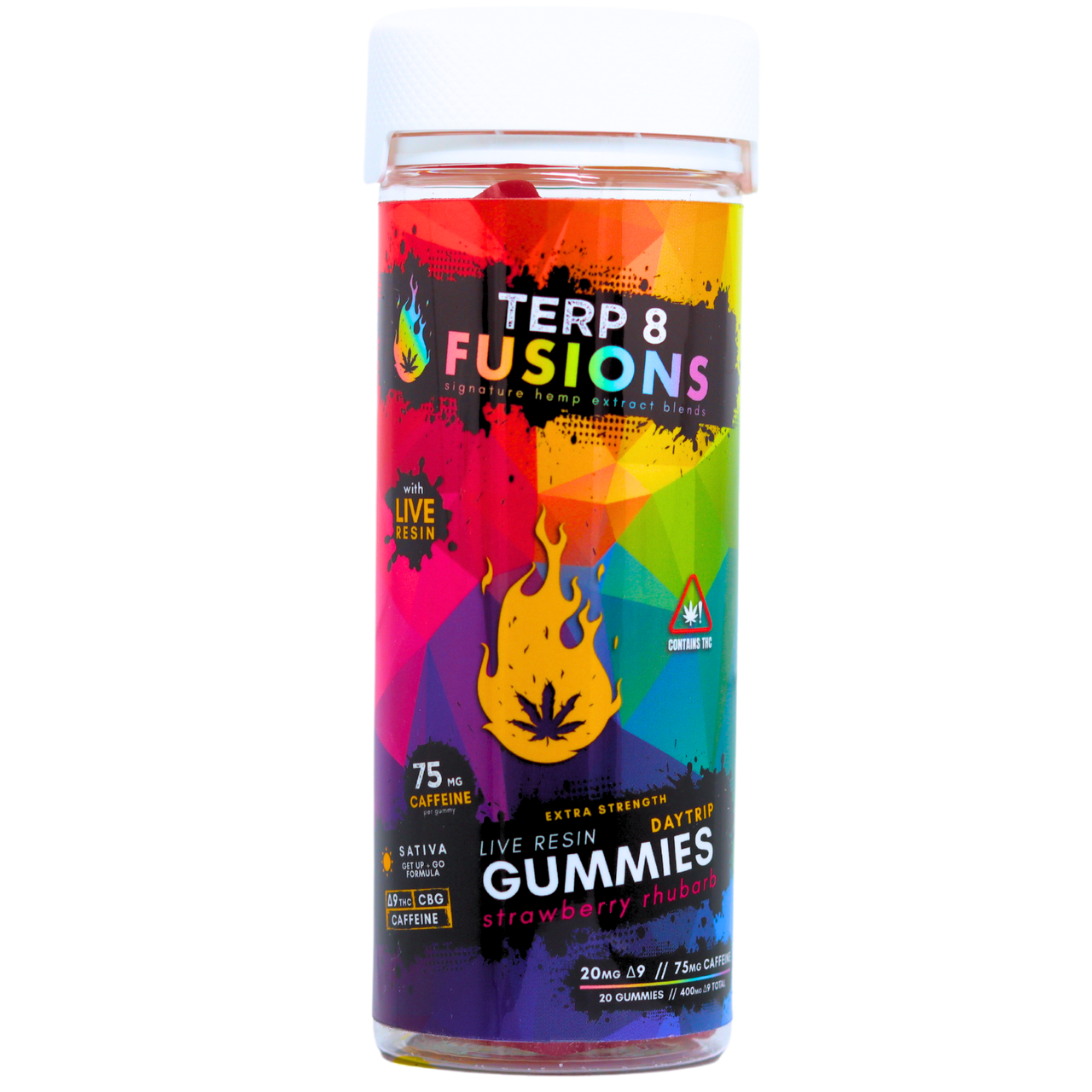 [D9 THC + Caffeine + CBG] DAYTRIP Live Resin Gummies - Strawberry Rhubarb [20ct]