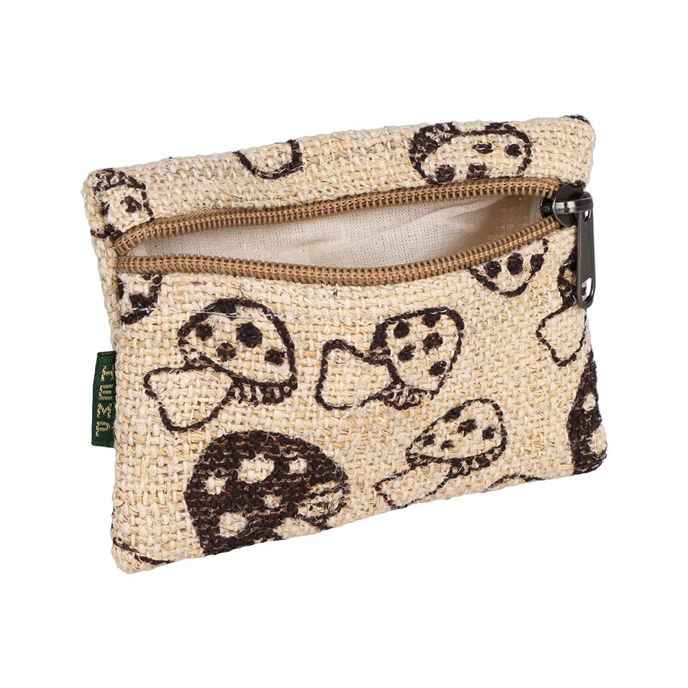Mushroom Print Hemp Coin Purse - 5" x 3.75"