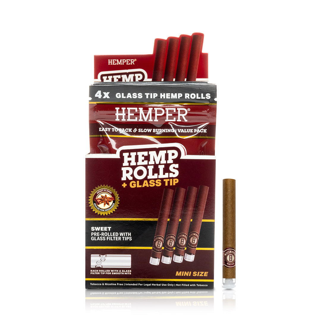 Pre-Rolled Mini Size Glass Tipped Hemp Rolls | 4PK
