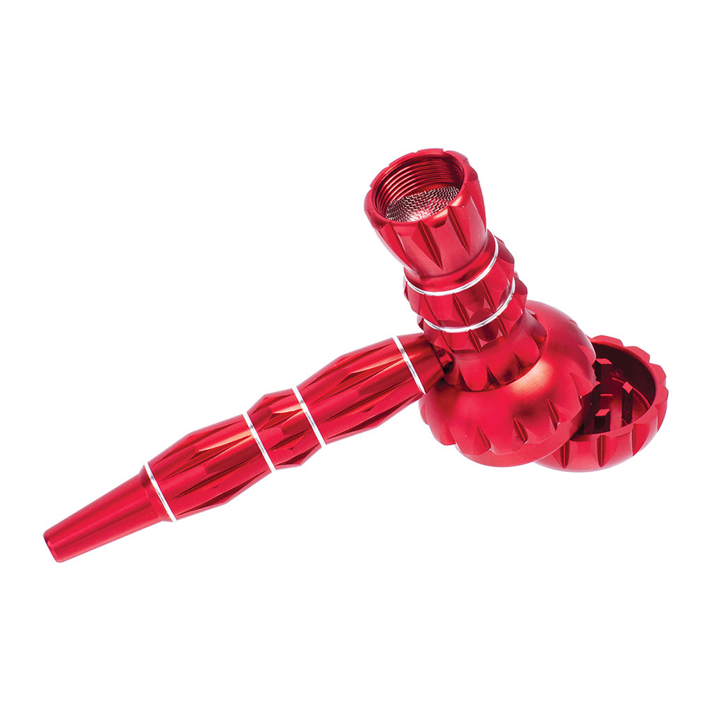 ALUMINUM RIBBED SMOKING PIPE WITH GRINDER