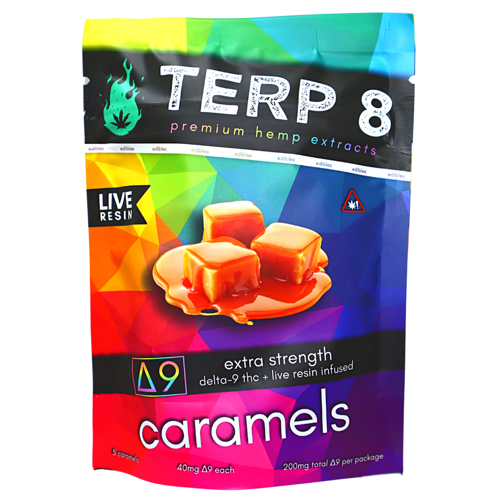 Organic Live Resin Delta-9 Caramels [5-Pack  //  200mg - Extremely Potent]
