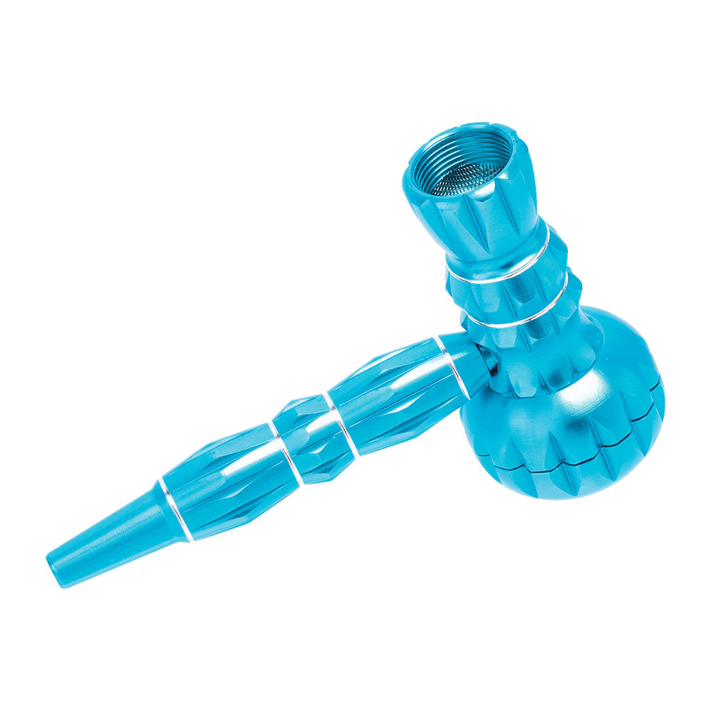 ALUMINUM RIBBED SMOKING PIPE WITH GRINDER